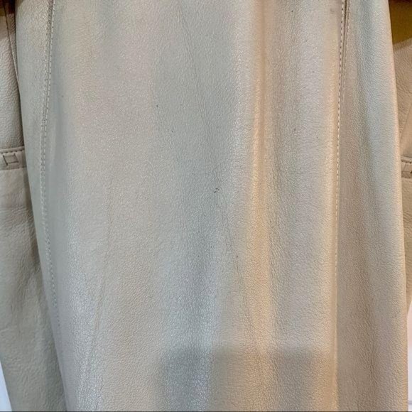 Vintage Leather Trench Coat Cream size L 14 - Picture 15 of 16